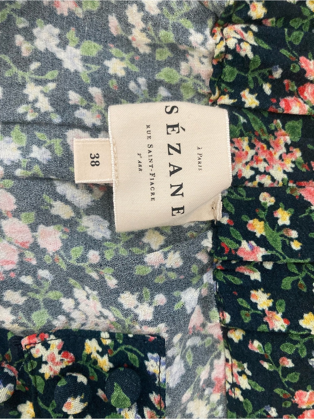 Sezane Jupe Ralph Floral Green Midi Skirt with Side Slit, Size 38, US 6 - Picture 5 of 6